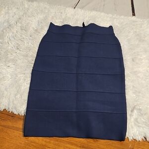BCBGMAXAZRIA Navy Blue Bandage Bodycon Pencil Skirt - Sleek & Chic XXS‎